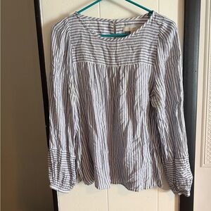 LOFT Blue and White Striped Blouse